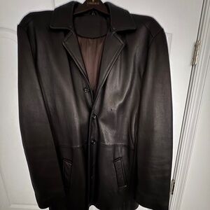 Men's REILLY OLMES Vintage 90's Black Leather Five Button Jacket - Size L, Tall